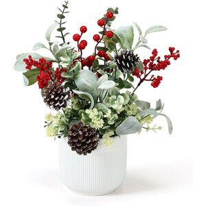 Artificial Plants Tabletop Christmas Decorations Fake Plants in Ceramic Decor